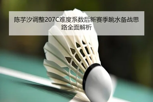 陈芋汐调整207C难度系数后新赛季跳水备战思路全面解析